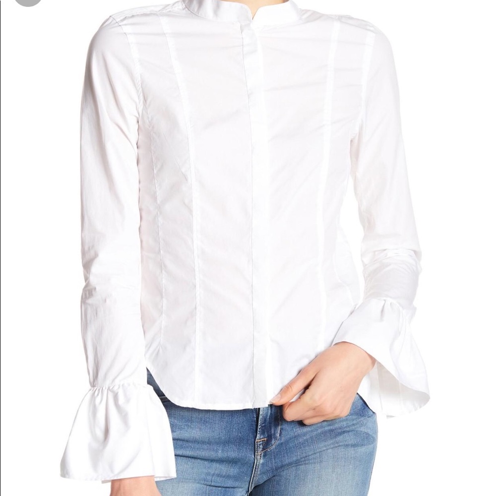 Frame Denim Front Button Bell Sleeve Blouse